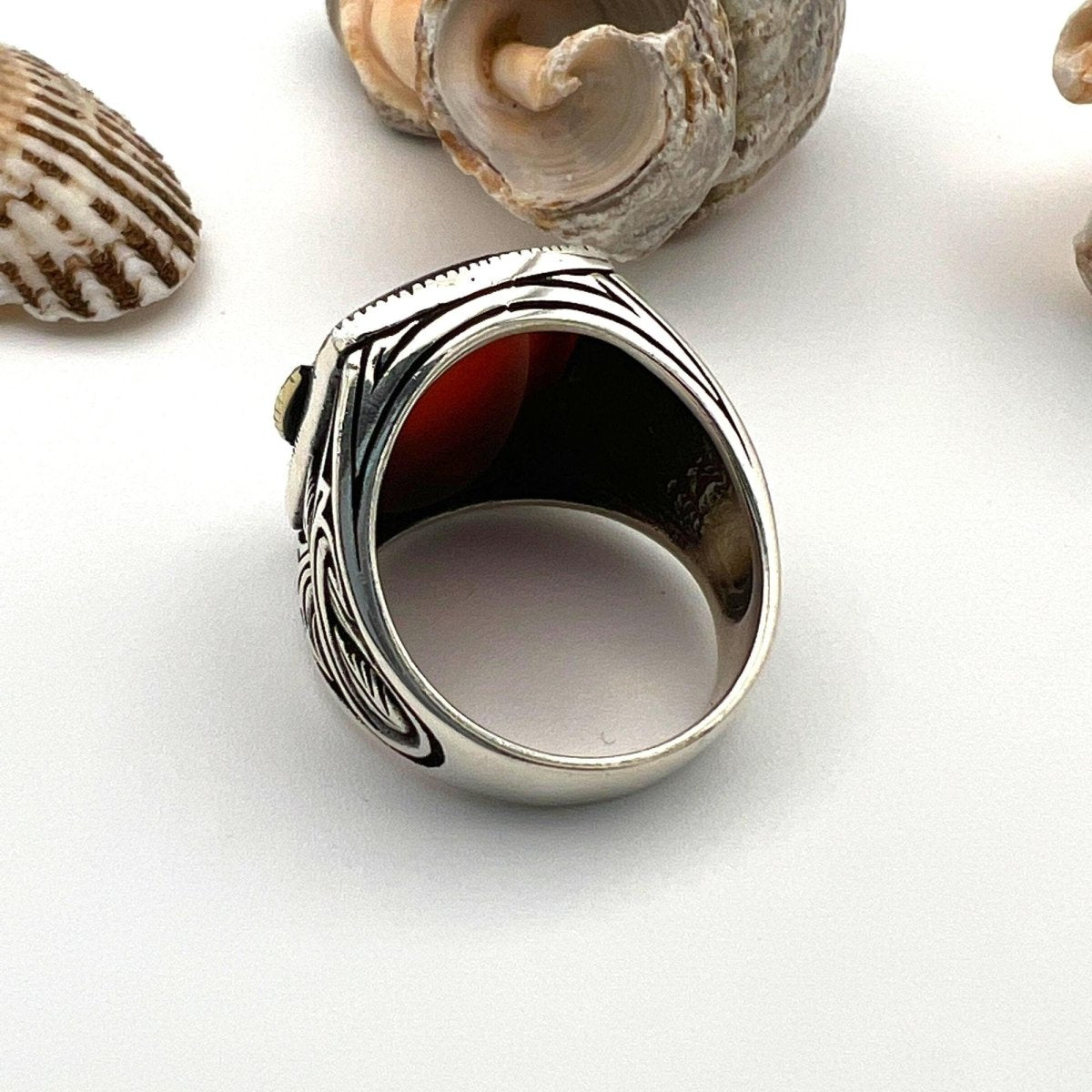 Men's Agate Eagle Ring | Handcrafted Turkish 925 Sterling Silver Jewelry - TryAladdin
