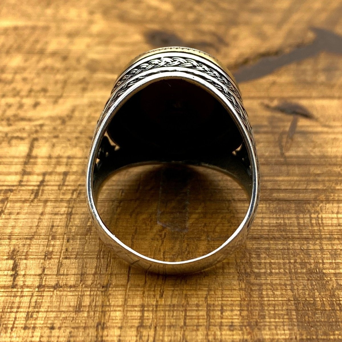 Men's Agate Stone Silver Ring