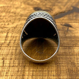 Men's Agate Stone Silver Ring