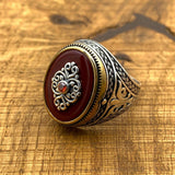 Men's Agate Stone Silver Ring