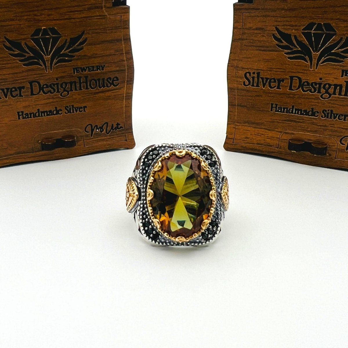 Men's Alexandrite Colormix Stone Silver Ring