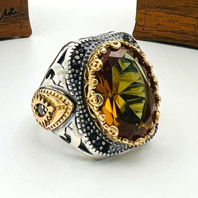 Men's Alexandrite Colormix Stone Silver Ring