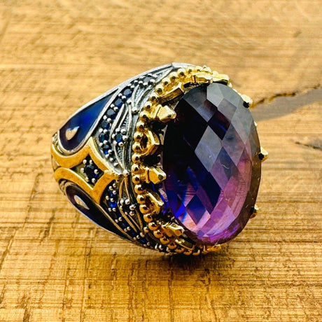 Men’s Amethyst Oval Ring - TryAladdin