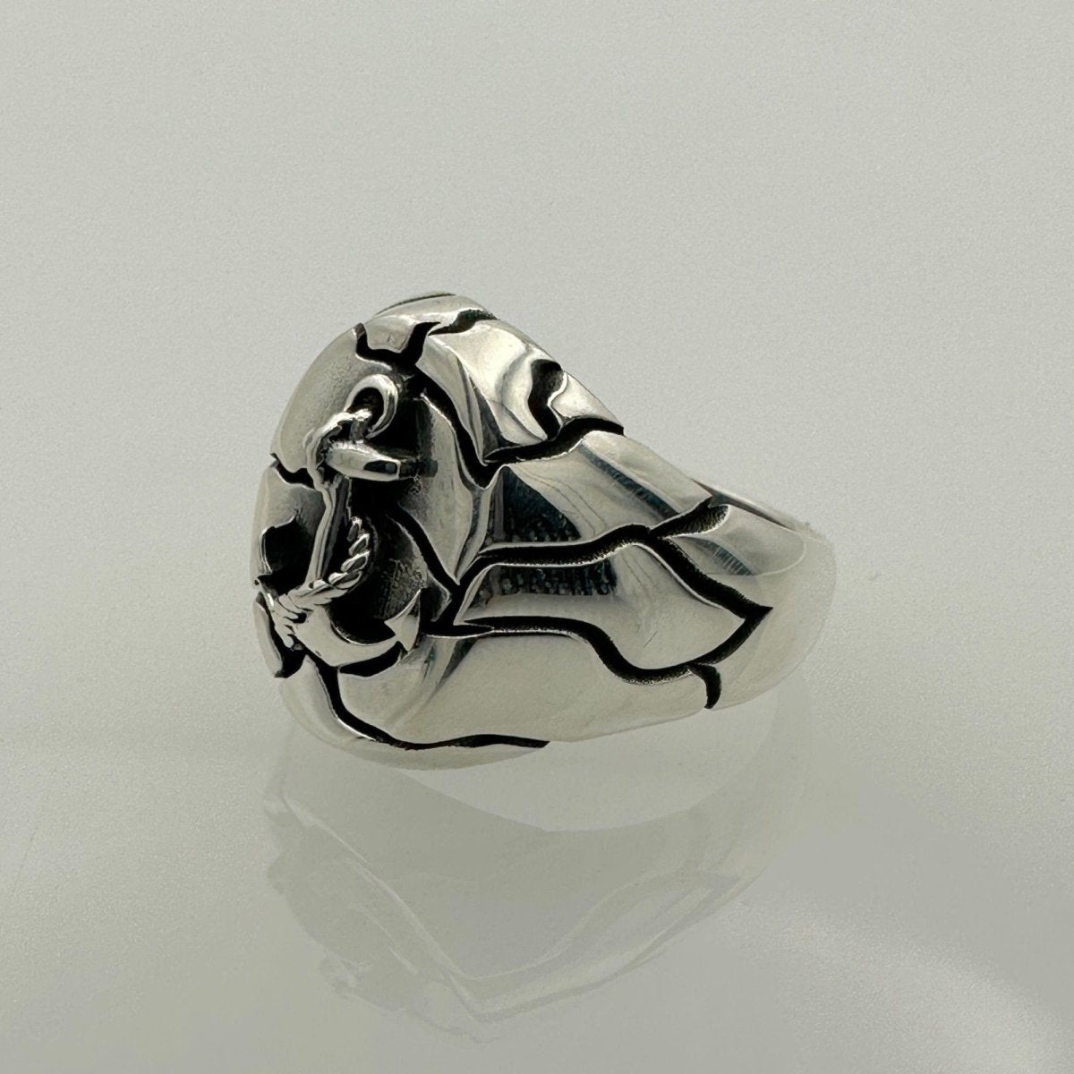 Men's Anchor Design Silver Ring