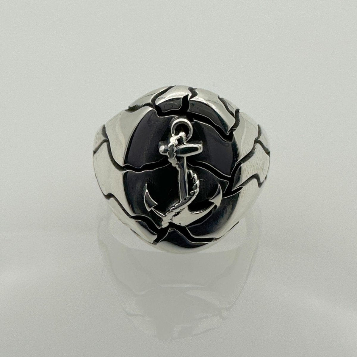 Men's Anchor Design Silver Ring