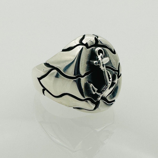 Men's Anchor Design Silver Ring