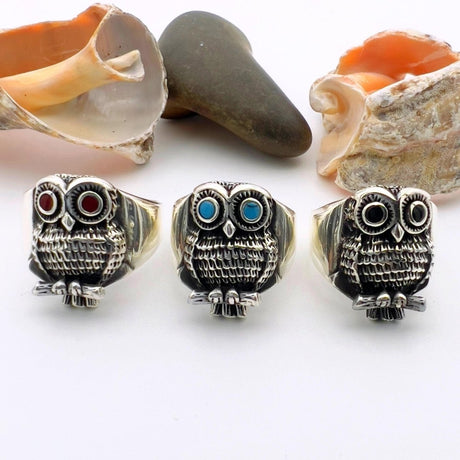 Men's and Women's 925 Solid Silver Owl Ring