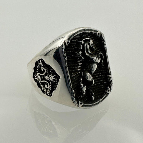 Men's Animal Horse Design Silver Ring