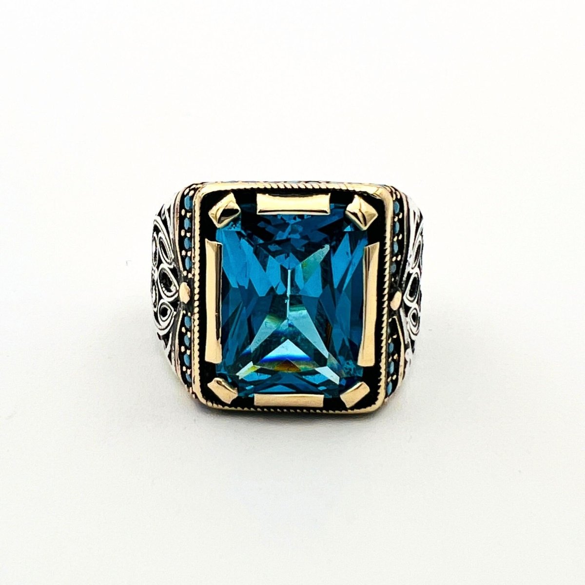 Men's Aquamarine Blue Stone Ring