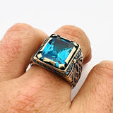 Men's Aquamarine Blue Stone Ring