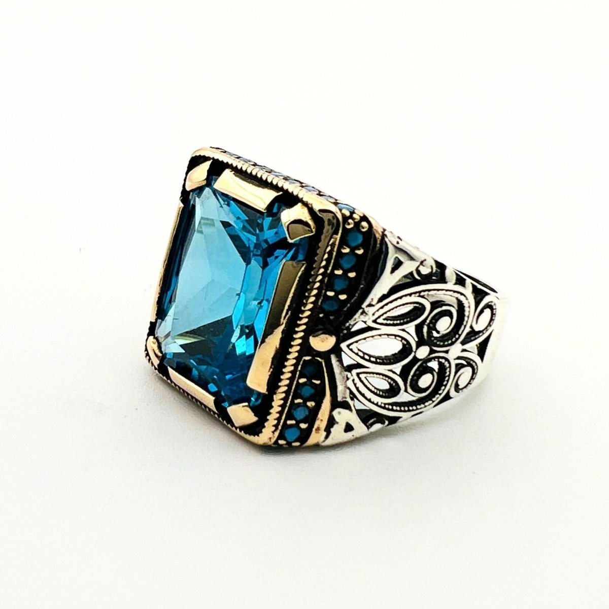 Men's Aquamarine Blue Stone Ring