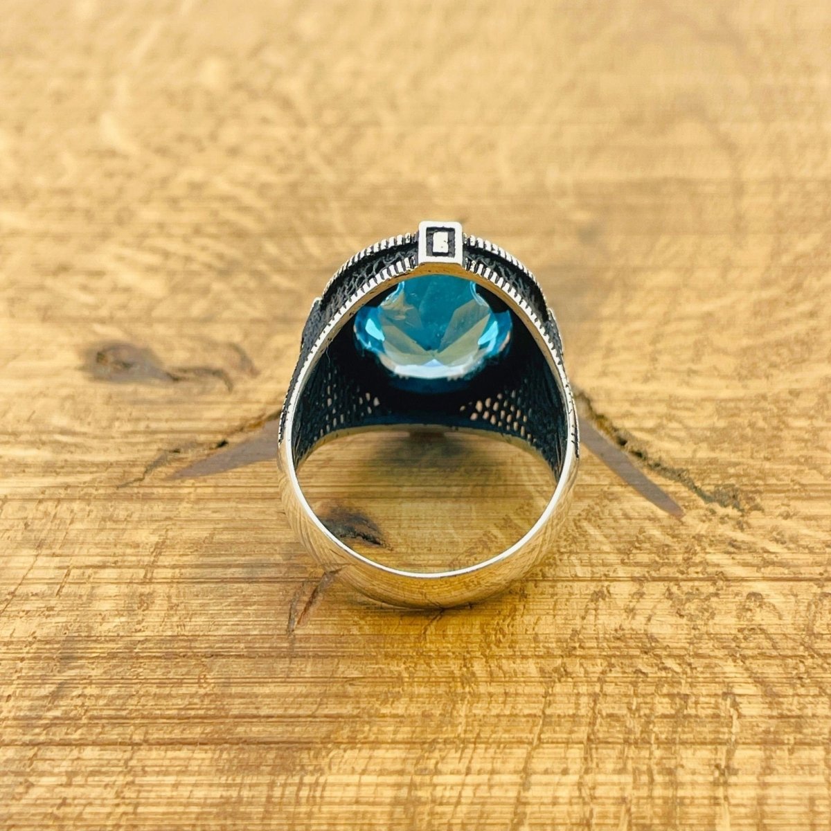 Men's Aquamarine Compass Ring