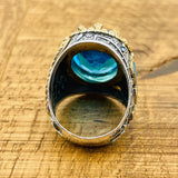 Men’s Aquamarine Oval Ring - TryAladdin