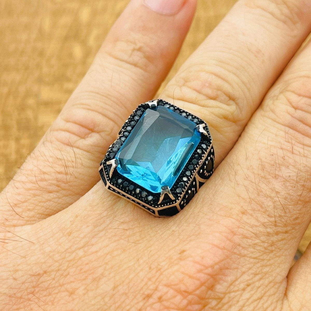 Men's Aquamarine Silver Ring