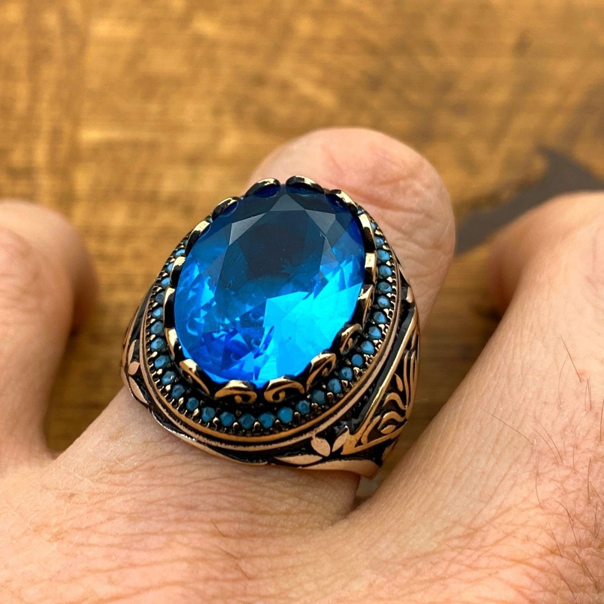 Men's Aquamarine Silver Ring