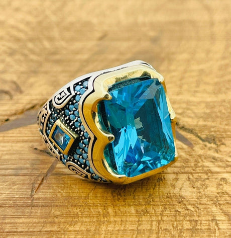 Men's Aquamarine Silver Ring