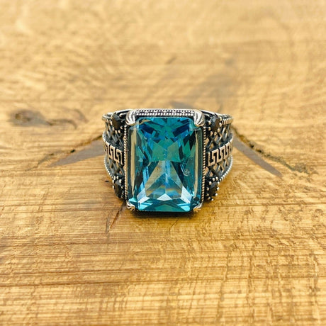 Men's Aquamarine Silver Ring