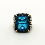 Men's Aquamarine Silver Ring