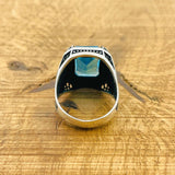 Men's Aquamarine Silver Ring