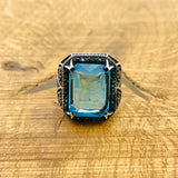 Men's Aquamarine Silver Ring