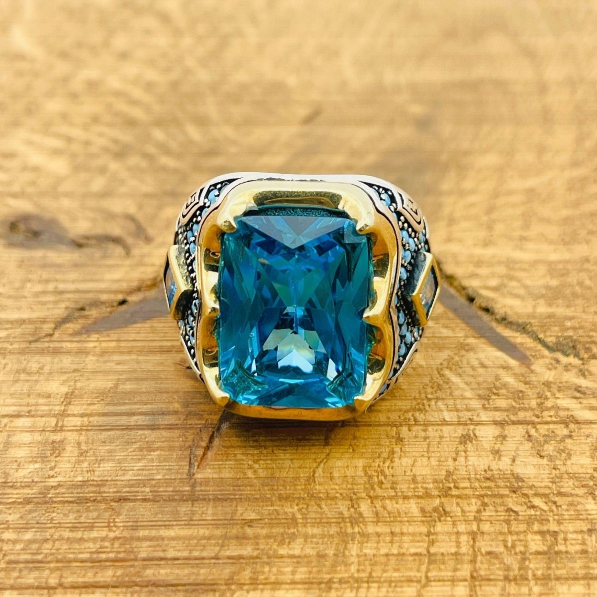 Men's Aquamarine Silver Ring