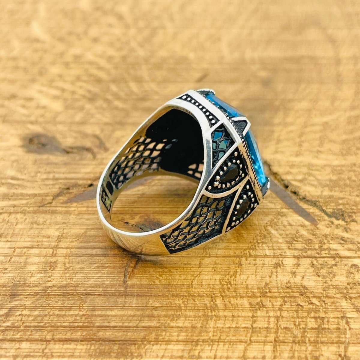 Men's Aquamarine Silver Ring