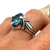 Men's Aquamarine Stone Blue Ring - TryAladdin