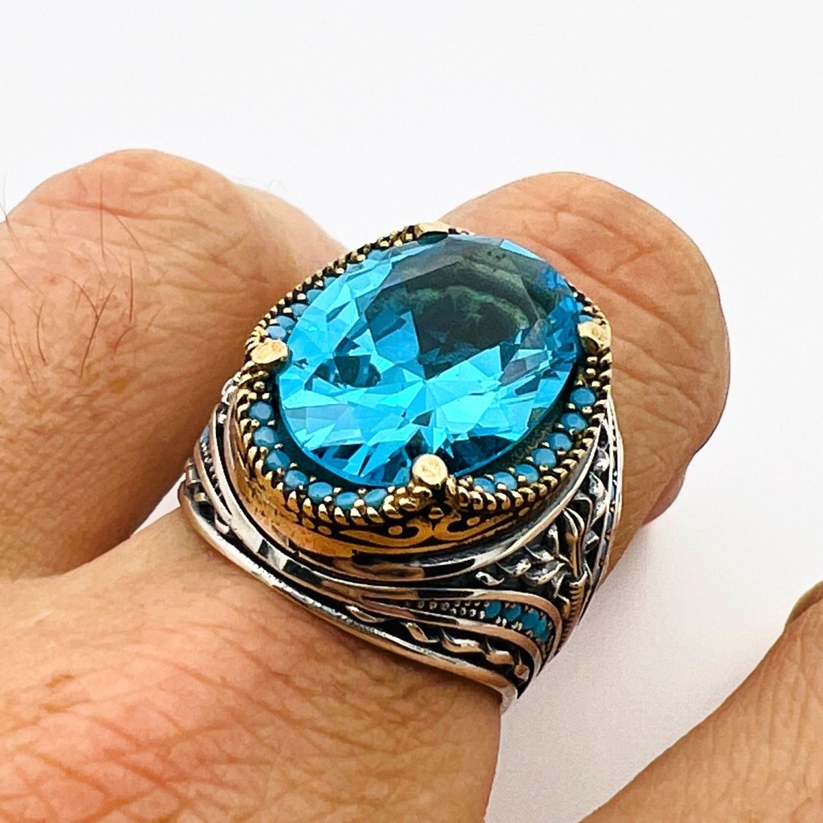 Men's Aquamarine Stone Ring