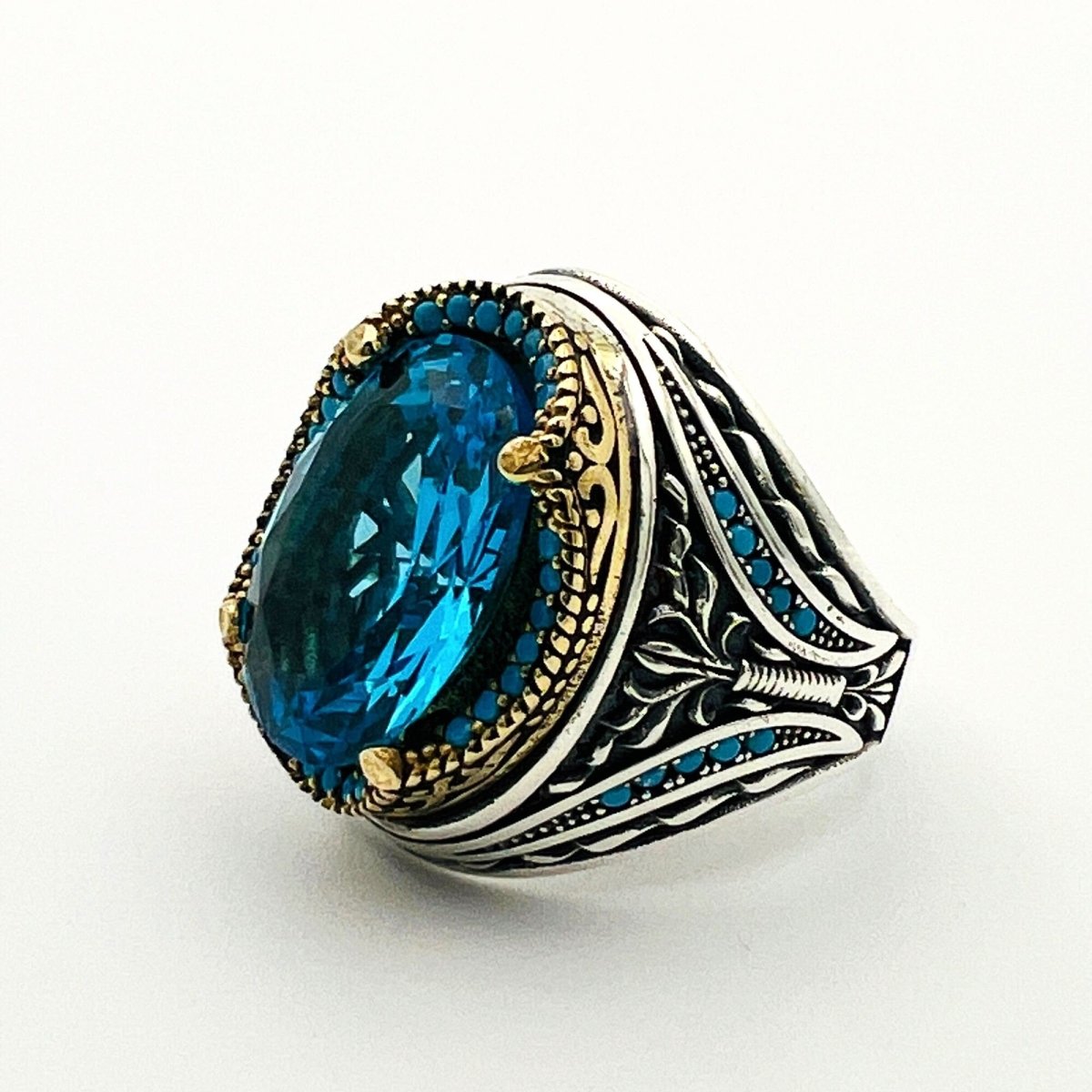 Men's Aquamarine Stone Ring