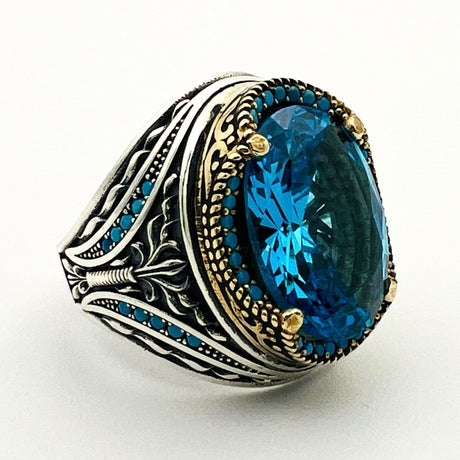 Men's Aquamarine Stone Ring