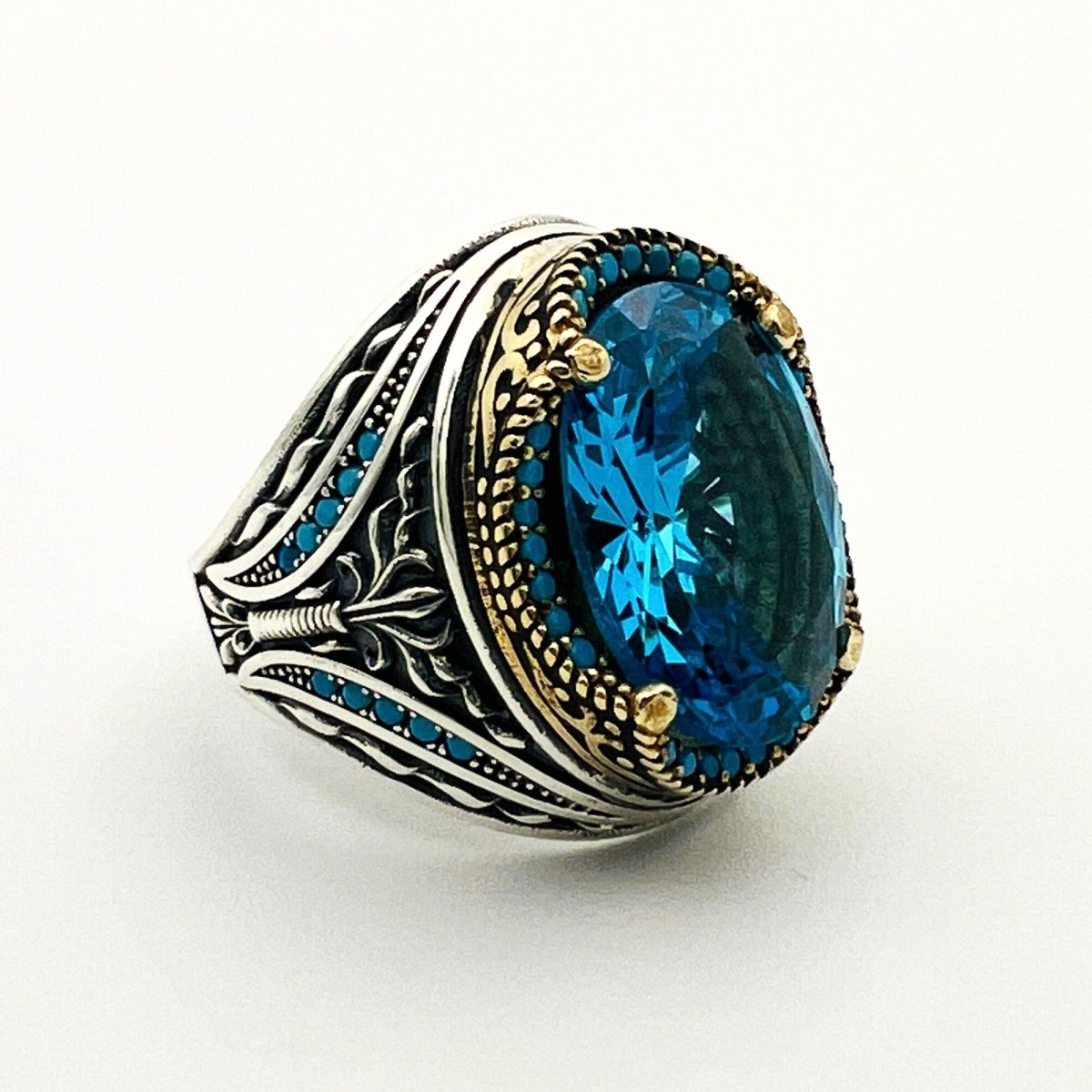 Men's Aquamarine Stone Ring