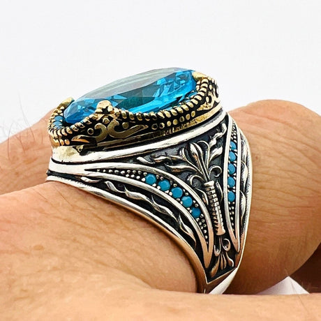 Men's Aquamarine Stone Ring