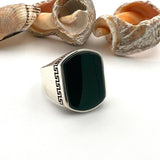 Men's Authentic Handmade 925 Sterling Silver Green Agate Ring | Ottoman Design - TryAladdin