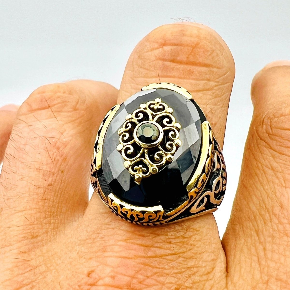 Men's Black Onyx Gemstone Ring