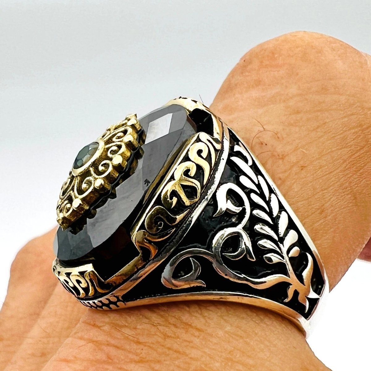 Men's Black Onyx Gemstone Ring