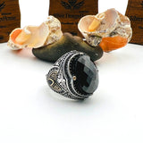 Men's Black Onyx Oval Stone Silver Ring