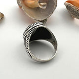 Men's Black Onyx Oval Stone Silver Ring