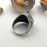 Men's Black Onyx Oval Stone Silver Ring