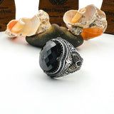 Men's Black Onyx Oval Stone Silver Ring