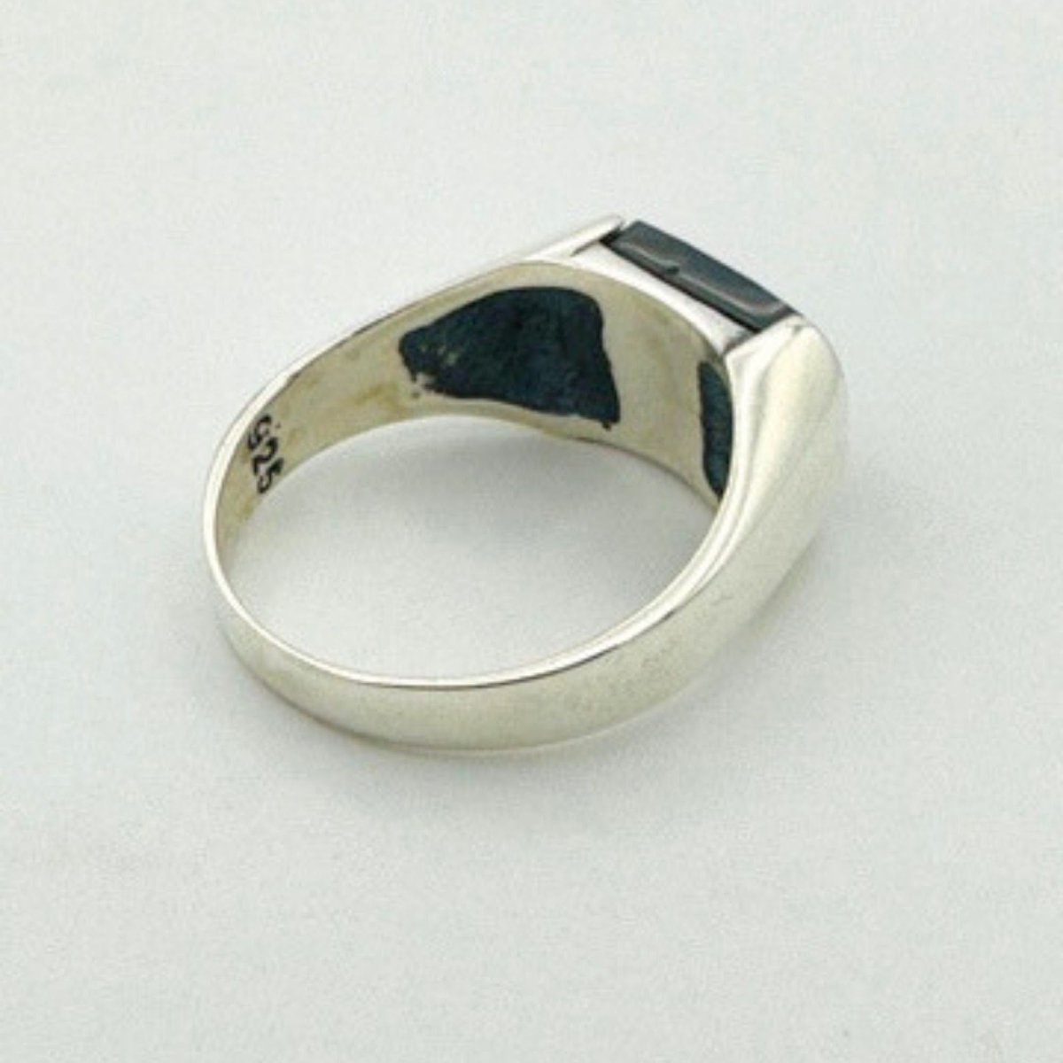 Men's Black Onyx Rectangle Silver Ring