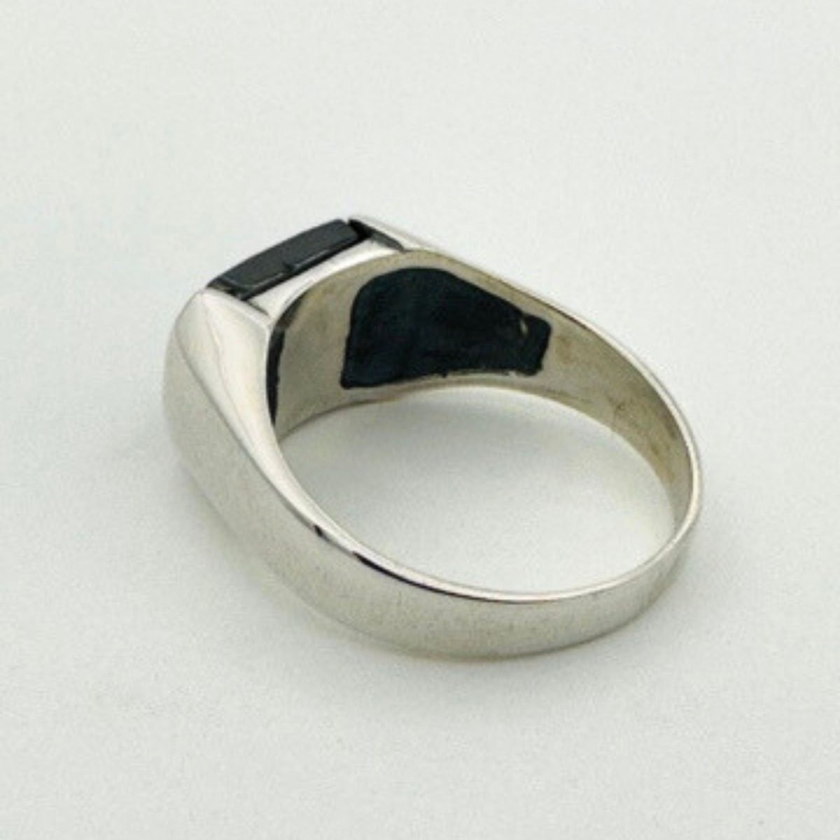 Men's Black Onyx Rectangle Silver Ring