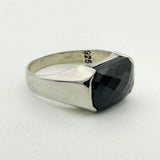 Men's Black Onyx Rectangle Silver Ring