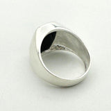 Men's Black Onyx Silver Rectangle Stone Ring