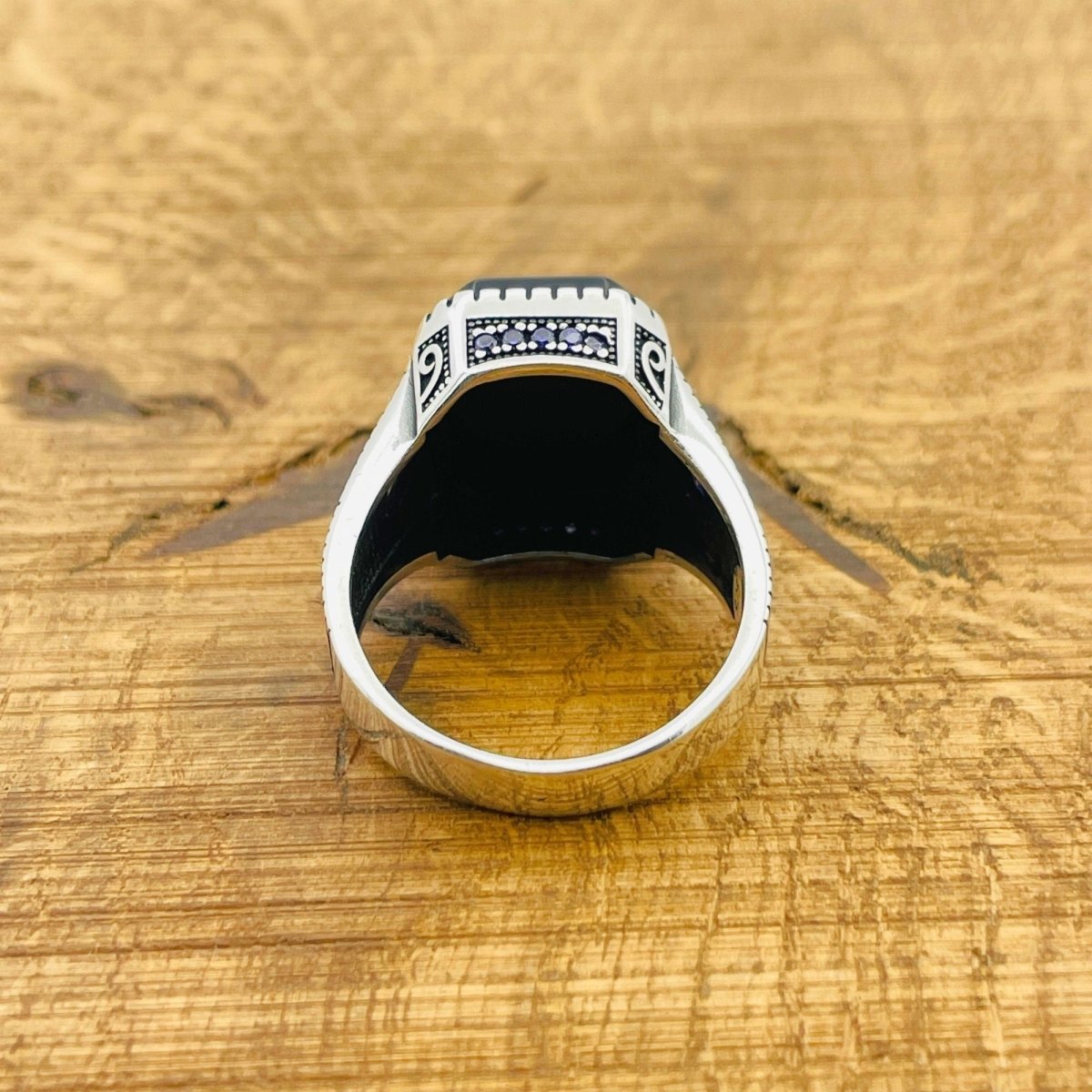 Men's Black Onyx Silver Ring