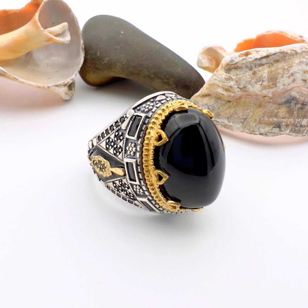 Men's Black Onyx Silver Ring