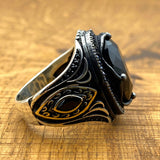 Men's Black Onyx Silver Ring