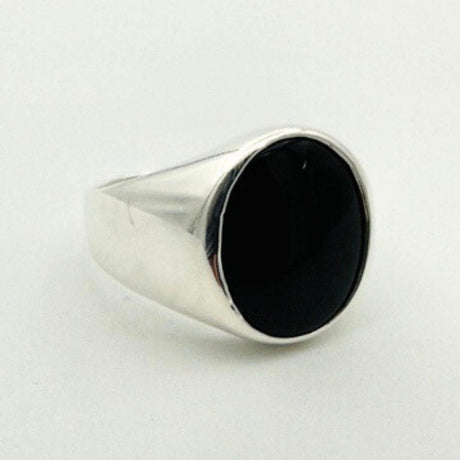 Men's Black Onyx Silver Ring