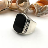 Men's Black Onyx Silver Ring