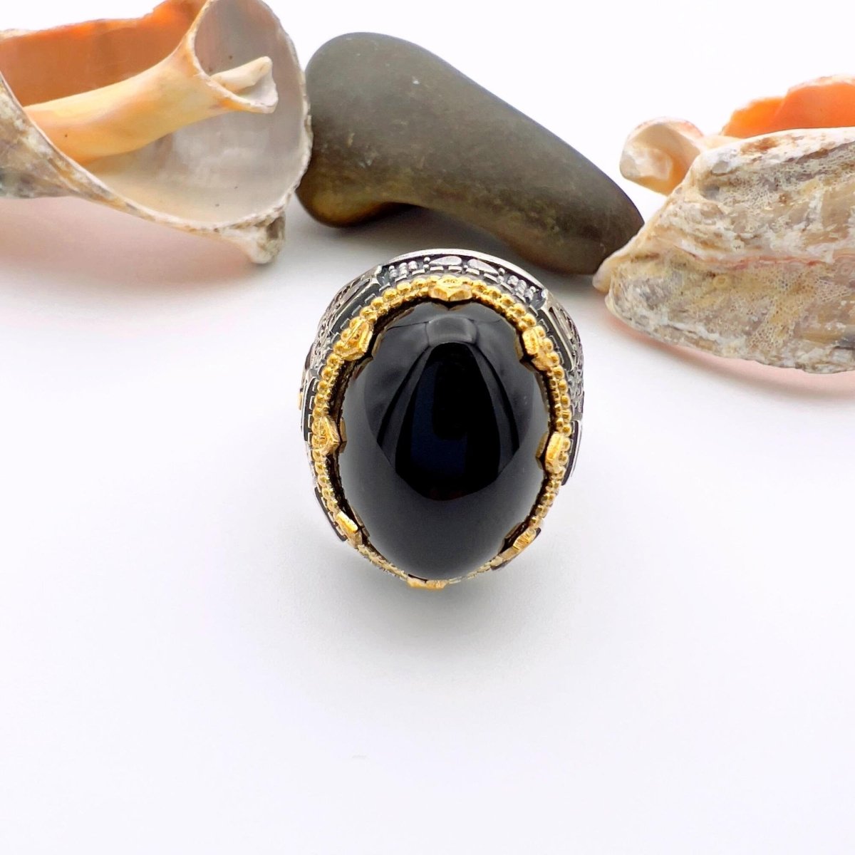 Men's Black Onyx Silver Ring