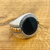 Men's Black Onyx Silver Ring